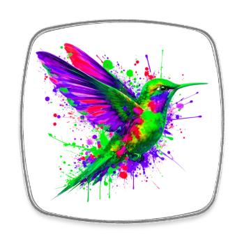 Colibri - Magnet carré - blanc - Devant