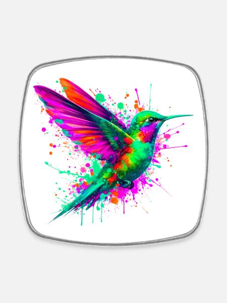 Hummingbird - Square fridge magnet - white