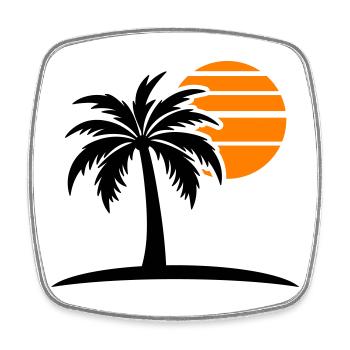 Palm Tree Sun Island - Magnet carré - blanc - Devant