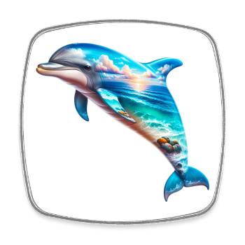 Dolphin - Square fridge magnet - white - Front