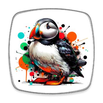 Puffin - Square fridge magnet - white - Front