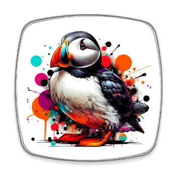 Puffin - Square fridge magnet - white - Front