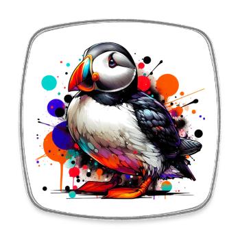 Puffin - Square fridge magnet - white - Front
