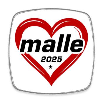 Malle 2025 Herz Liebe - Viereckiger Kühlschrankmagnet - Weiß - Vorne