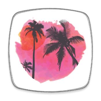 Tropical Sunset Palm Silhouette - Square fridge magnet - white - Front