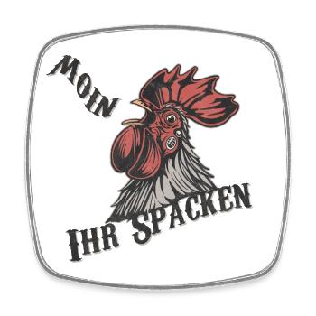 Moin her Spacken - Square fridge magnet - white - Front