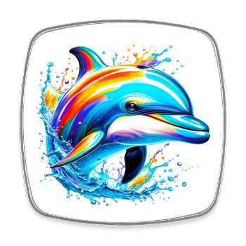 Dolphin - Square fridge magnet - white - Front