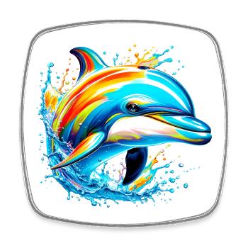 Dolphin - Square fridge magnet - white - Front