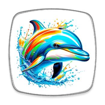 Dolphin - Square fridge magnet - white - Front