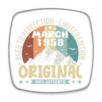 67e anniversaire mars 1958, mars 1958 - Magnet carré - blanc - Devant