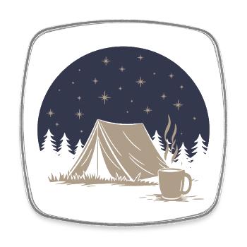 Camping and Coffee - Square fridge magnet - white - Front