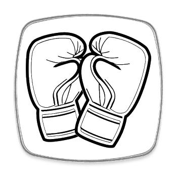 Boxhandschuhe Line Art - Viereckiger Kühlschrankmagnet - Weiß - Vorne