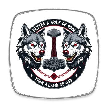 Lieber ein Wolf Odins als ein Lamm Gottes - Viereckiger Kühlschrankmagnet - Weiß - Vorne