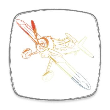 Avions à hélice vintage dessin au trait - Magnet carré - blanc - Devant