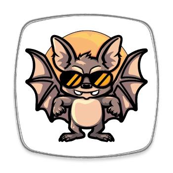 Fledermaus Cool Tier - Viereckiger Kühlschrankmagnet - Weiß - Vorne