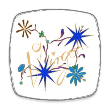Virgo – Mystische Sternzeichen und Blumen - Viereckiger Kühlschrankmagnet - Weiß - Vorne