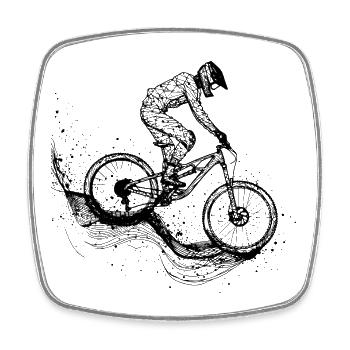 Radfahrer Line Art - Viereckiger Kühlschrankmagnet - Weiß - Vorne