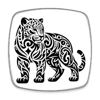 Jaguar tribal - Magnet carré - blanc - Devant