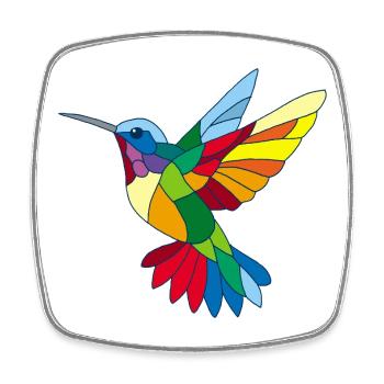 Colibri multicolore - Magnet carré - blanc - Devant