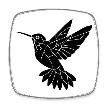 Black Hummingbird - Square fridge magnet - white - Front