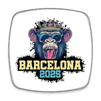 Barcelona 2025 Affe - Viereckiger Kühlschrankmagnet - Weiß - Vorne