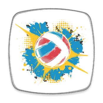 Ballon de volley-ball Street Art - Magnet carré - blanc - Devant