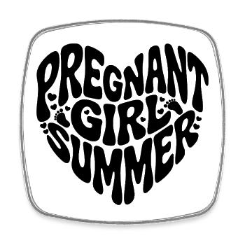 Pregnant Girl Summer - Herzform - Viereckiger Kühlschrankmagnet - Weiß - Vorne