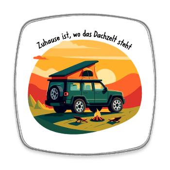 Abenteuerlicher Campingwagen bei Sonnenuntergang - Viereckiger Kühlschrankmagnet - Weiß - Vorne