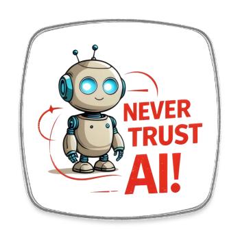 Never Trust AI - Square fridge magnet - white - Front