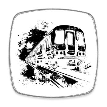 Train Paint Blobs - Square fridge magnet - white - Front