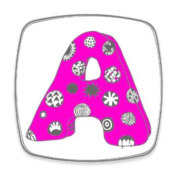 Letter A with character in pink - Square fridge magnet - white - Front