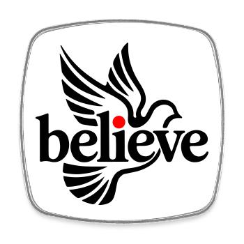 believe pigeon - Square fridge magnet - white - Front