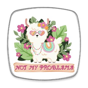 Sommer Lama Alpaka - Not my problem - Viereckiger Kühlschrankmagnet - Weiß - Vorne