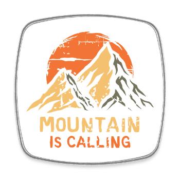 La montagne vous appelle - icône rétro de randonnée en montagne - Magnet carré - blanc - Devant