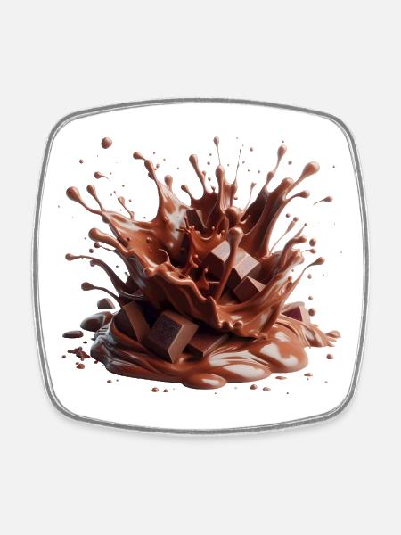 Chocolate eruption - Square fridge magnet - white