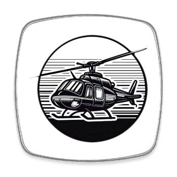 Helikopter in Schwarz Weiß - Viereckiger Kühlschrankmagnet - Weiß - Vorne