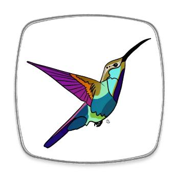 Kolibri farbig - Viereckiger Kühlschrankmagnet - Weiß - Vorne
