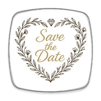 Save the Date Herz mit Diamant – Hochzeit 2025 - Viereckiger Kühlschrankmagnet - Weiß - Vorne