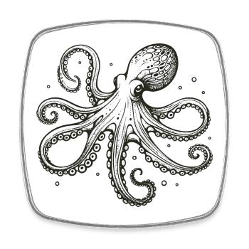 Oktopus - Viereckiger Kühlschrankmagnet - Weiß - Vorne