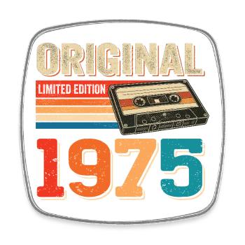 Cassette rétro vintage 1975 Vintage 1975 - Magnet carré - blanc - Devant