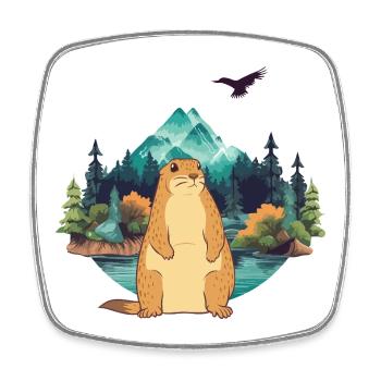 Marmotte - Magnet carré - blanc - Devant