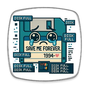 Floppy Cry 1994 Rette mich für immer - Viereckiger Kühlschrankmagnet - Weiß - Vorne