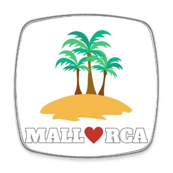 Mallorca mit Herz, Palmen und Strand - Viereckiger Kühlschrankmagnet - Weiß - Vorne