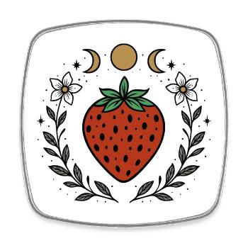 Erdbeere & Mondphasen - Magisches Naturdesign - Viereckiger Kühlschrankmagnet - Weiß - Vorne