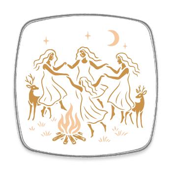 Witchy Summer - Mittsommer Tanz ums Feuer - Viereckiger Kühlschrankmagnet - Weiß - Vorne