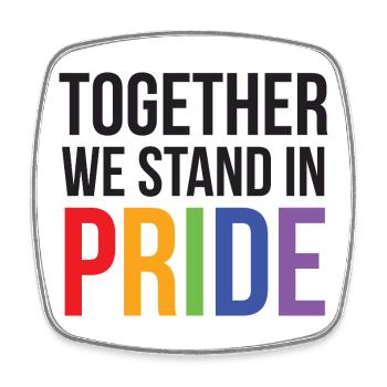 LGBTQ Pride Month - Together We Stand in Pride - Square fridge magnet - white - Front