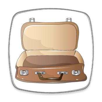 Valise rétro ouverte-Compagnon de voyage nostalgique - Magnet carré - blanc - Devant