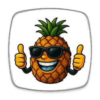Süßer Cartoon Ananas Sommerfrucht Spaß Freude - Viereckiger Kühlschrankmagnet - Weiß - Vorne