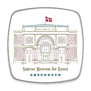 Copenhagen, SMK Art Museum, Drawing Denmark - Square fridge magnet - white - Front