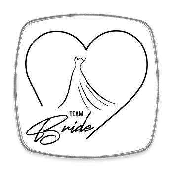 L’équipe de la mariée ! Coeur & Robe de mariée, Personnalisable - Magnet carré - blanc - Devant